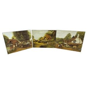 Set‎ of 3 Vintage Countryside E. Picton Hanging Wall Pictures on Particle Board